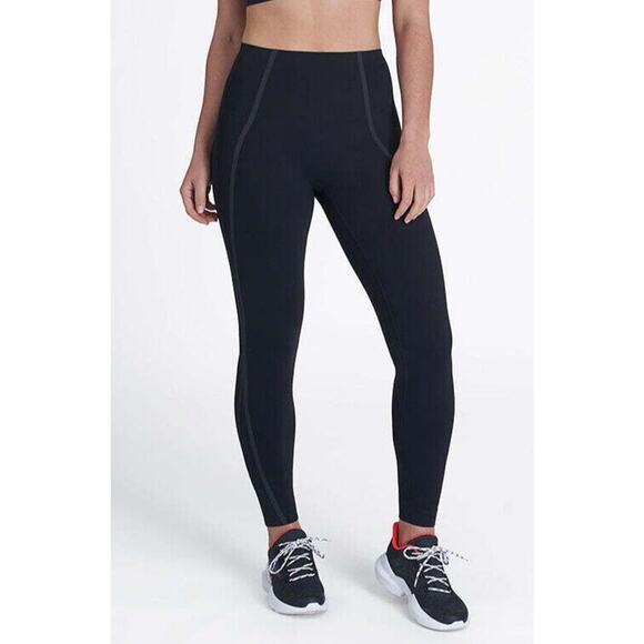 Spanx Large Black Leggings Every Wear Active Mesh Contour Printed Power Shaping - Picture 1 of 6